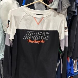 Harley-Davidson Black, White, and Gray Long Sleeve Shirt